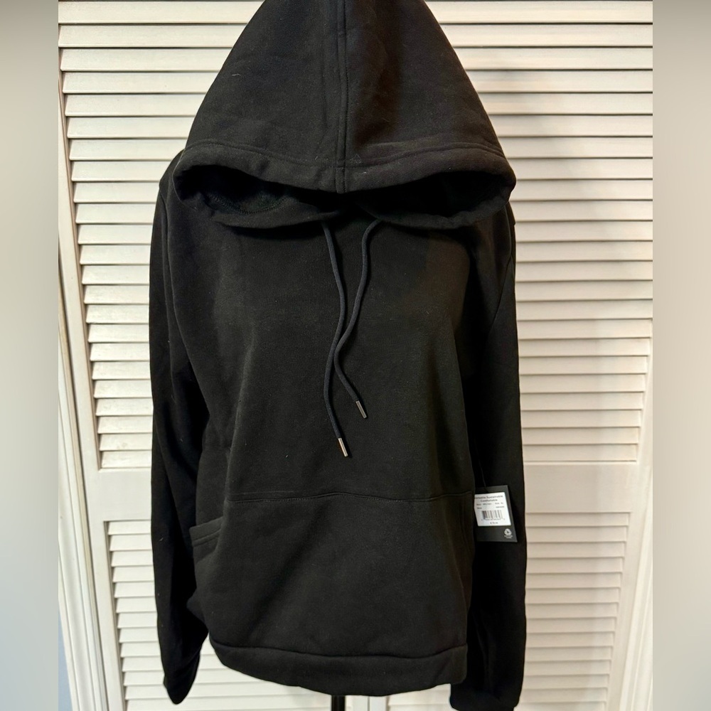 Troop Womens Sustainable Black Hoodie Pullover Sweatshirt XL WFLT001 NWT - Picture 2 of 6